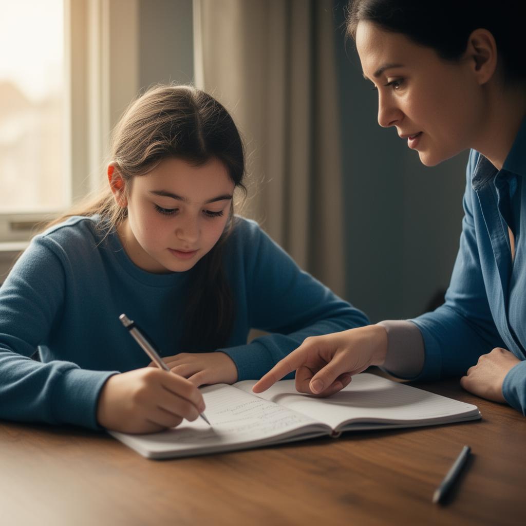 Youth studying together with an adult mentor in a bright educational space